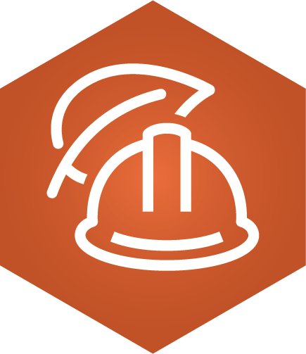 Orange work hat with leaf icon